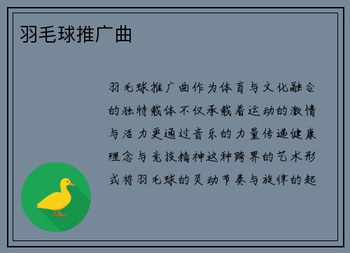 羽毛球推广曲
